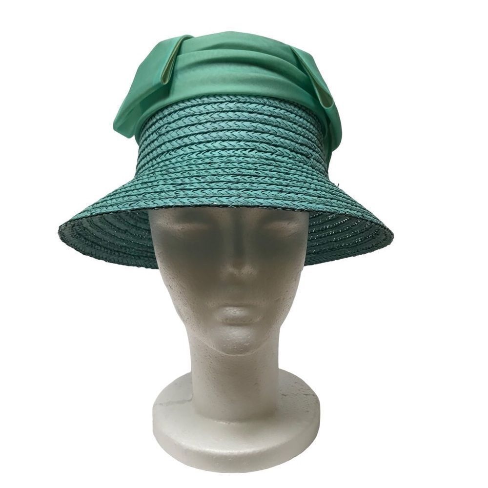 Vintage Maybelle Marie Birch California woven turquoise hat 0S